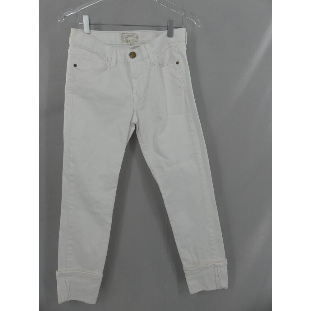 Current Elliott 27 Jeans The Beatnik Cuff Crop Stretch White